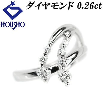 フランダースカット ダイヤモンド リング 0.26ct K18WG 変形カット ファンシーカット 透かし | 18金 ダイアモンド デイリーユース 上品 エレガント かわいい おしゃれ【中古】【SH117937】