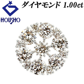 ダイヤモンド ペンダントトップ 1.00ct K18WG 透かし 円 丸 サークル ラウンド | 18金 ダイアモンド デイリーユース シンプル 上品 エレガント かわいい おしゃれ【中古】【SH117946】