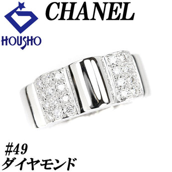 シャネル ダイヤモンド カメリア リング K18WG #49 花 フラワー 太め 幅広 ブランド CHANEL | 18金 ダイアモンド 豪華 ゴージャス かわいい おしゃれ【中古】【SH117995】