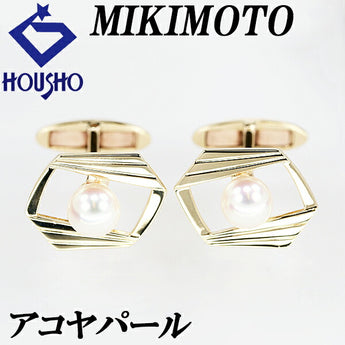 ミキモト アコヤパール カフス 7.0mm K14YG スウィブル式 カフリンクス ブランド MIKIMOTO | 14金 あこや真珠 白真珠 和珠 上品 エレガント おしゃれ【中古】【SH118367】