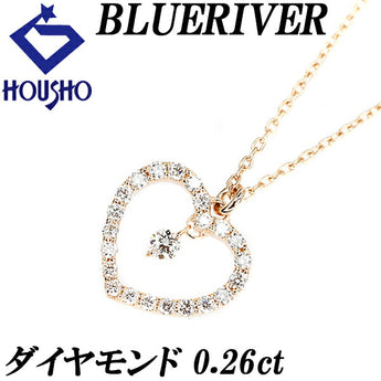 Blue River Diamond Necklace 0.26ct K18PG Heart Brand BLUE RIVER | 18K Diamond Daily Use Simple Cute Stylish [Used] [SH118381]