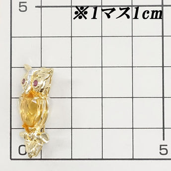 ポンテヴェキオ シトリン ペンダントブローチ 3.78ct ルビー ダイヤモンド K18YG K18WG フクロウ ふくろう 鳥 アニマル 動物 Ponte Vecchio | 18金 ダイアモンド かわいい おしゃれ【SH118432】