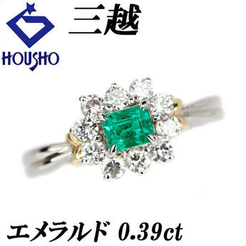 Mitsukoshi Emerald Ring 0.39ct Diamond Pt900 K18YG Brand MITSUKOSHI | 18K Diamond Elegant Luxurious Cute Stylish [Used] [SH119153]