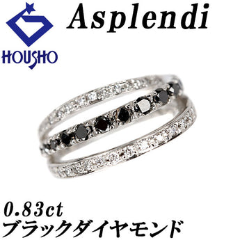 Asplendi Black Diamond Pinky Ring 0.83ct K18WG Openwork Layered Style Triple Ring Brand Asplendi | 18K Diamond Luxurious Gorgeous Cute Stylish [Used] [SH119175]