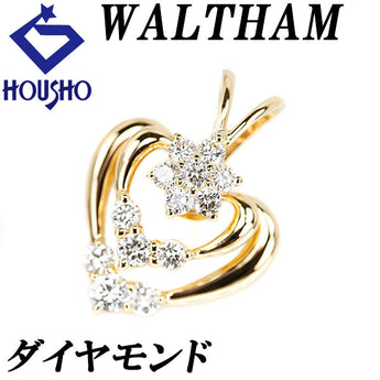 Waltham Diamond Pendant Top K18YG Heart Swing Dangling Openwork Brand WALTHAM | 18K Gold Diamond Luxurious Gorgeous Stylish [Used] [SH119199]