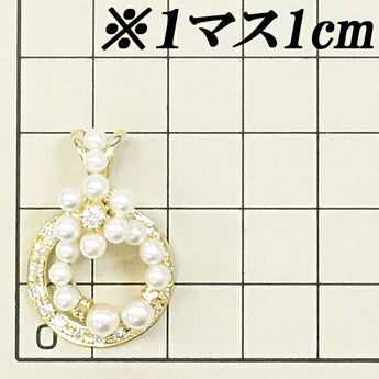 平和堂貿易 アコヤパール ペンダントトップ 2.9-4.3mm ダイヤモンド K18YG スウィング 揺れる サークル ラウンド 円 丸 HCO | 18金 あこや真珠 白真珠 和珠 ダイアモンド 豪華 ゴージャス【SH119201】