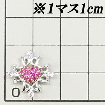 笠原真寿美 ルビー ペンダントトップ ピンクサファイア ダイヤモンド K18WG K18YG 透かし ハート クロス 十字 作家 デザイナー | 18金 ピンクサファイヤ デイリーユース かわいい おしゃれ【SH119205】