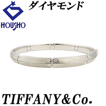 Tiffany Diamond Streamerica Bangle K18WG Bracelet 24P Matte Texture Brand TIFFANY&amp;Co. | 18K Diamond Cute Stylish [Used] [SH119211]
