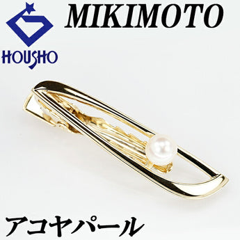 ミキモト アコヤパール タイピン 7.1mm K14YG 一粒パール 透かし タイクリップ ブランド MIKIMOTO | 14金 あこや真珠 白真珠 和珠 上品 エレガント おしゃれ【中古】【SH119214】