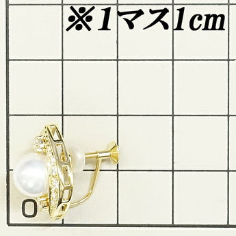 MIKIMOTO Akoya pearl earrings 7.6mm diamond K18YG openwork brand MIKIMOTO | 18K Akoya pearl white pearl Japanese pearl diamond classical cute stylish [Used] [SH119216]