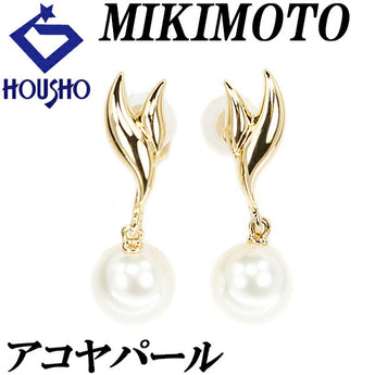 MIKIMOTO Akoya pearl earrings 7.1mm K18YG single pearl dangling brand MIKIMOTO | 18K Akoya pearl white pearl Japanese pearl daily use simple cute stylish [Used] [SH119217]