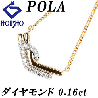 POLA Diamond Necklace 0.16ct K18YG Pt900 Brand POLA | 18K Diamond Daily Use Classic Cute Stylish [Used] [SH119326]