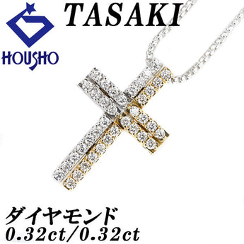 TASAKI Diamond Necklace 0.64ct K18WG YG Cross 2way Brand TASAKI | 18K Diamond Daily Use Luxurious Gorgeous Cute Stylish [Used] [SH119332]