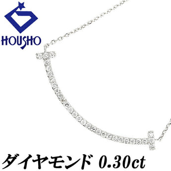 Diamond Necklace 0.30ct Pt900 Smile Line Curve | Diamond Platinum Daily Use Simple Cute Stylish [Used] [SH119340]