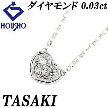 Tasaki Tasaki Pearl Diamond Necklace 0.03ct K18WG Heart Delicate Brand TASAKI | 18K Diamond Daily Use Simple Cute Stylish [Used] [SH119341]