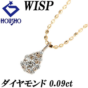 Wisp Diamond Necklace 0.09ct K18PG Drop Droplet Tear Tear Delicate Brand WISP | 18K Diamond Daily Use Simple Cute Stylish [Used] [SH119361]