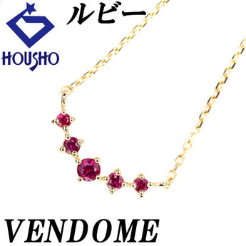 VENDOME AOYAMA Ruby Necklace K18YG Curved Delicate Brand VENDOME AOYAMA | 18K Gold Daily Use Simple Cute Stylish Casual Gorgeous [Used] [SH119375]