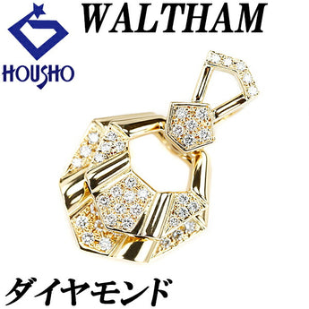 Waltham Diamond Pendant Top K18YG Swinging Openwork Brand WALTHAM | 18K Gold Diamond Luxurious Gorgeous Cute Stylish [Used] [SH119388]