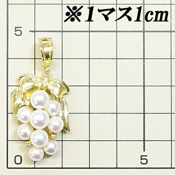 アコヤパール ペンダントトップ 5.3-6.7mm ダイヤモンド K18YG リボン | 18金 あこや真珠 白真珠 和珠 ダイアモンド 上品 エレガント かわいい おしゃれ【中古】【SH119390】