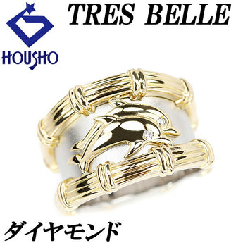 Trebelle Diamond Ring K18YG Pt900 Dolphin Ocean Matte Texture Thick Wide Brand TRESBELLE | 18K Diamond Luxurious Gorgeous Cute Stylish [Used] [SH119430]