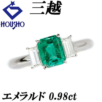 Mitsukoshi Emerald Ring 0.98ct Diamond Pt900 Brand MITSUKOSHI | Diamond Elegant Cute Stylish [Used] [SH119447]