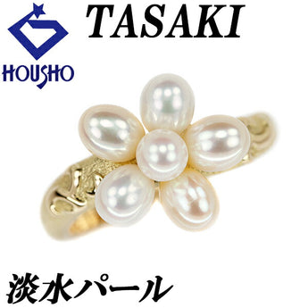 Tasaki Tasaki Pearl Freshwater Pearl Ring 3.8-4.2mm K18YG Flower Plant Botanical Pear Texture Matte Wave TASAKI | 18K Freshwater Pearl White Pearl Daily Use Elegant Cute Stylish [SH119468]