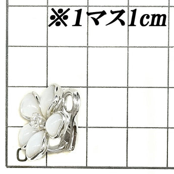 シェル イヤリング ダイヤモンド K18WG 花 フラワー 植物 ボタニカル | 18金 ダイアモンド 貝 デイリーユース かわいい おしゃれ【中古】【SH119661】