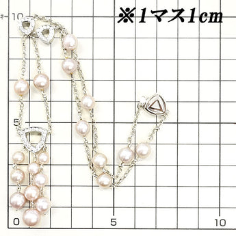 Ambrose Freshwater Pearl Station Necklace 5.3-8.3mm Diamond Pt900 Station Ambrose | Freshwater Pearl White Pearl Diamond Gorgeous Gorgeous Cute Stylish [Used] [SH119673]