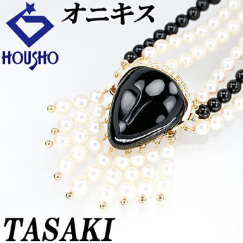 TASAKI Onyx Necklace Brooch Diamond Akoya Pearl K18YG Female Human Face 3-Row Layered Style 2-Way TASAKI | 18K Akoya Pearl White Pearl Japanese Pearl Diamond Luxurious Gorgeous [SH119676]