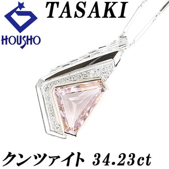 タサキ 田崎真珠 クンツァイト ネックレス 34.23ct ダイヤモンド K18YG K14WG ブランド TASAKI | 18金 14金 ダイアモンド 豪華 個性的 かわいい おしゃれ【中古】【SH119679】