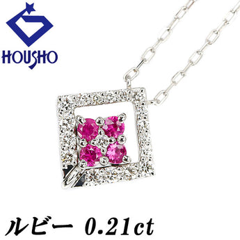 Ruby Necklace Diamond Pt900 Reversible Multi-way Square Rectangular | Diamond Daily Use Simple Cute Stylish [Used] [SH119700]