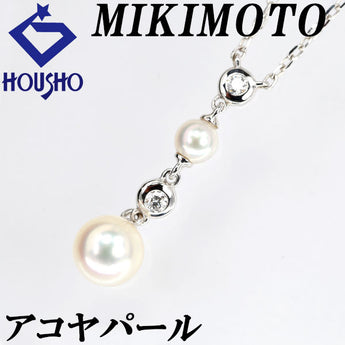 MIKIMOTO Akoya Pearl Necklace 4.0-6.5mm Diamond K18WG Brand MIKIMOTO | 18K Akoya Pearl White Pearl Japanese Pearl Diamond Elegant Cute Stylish [Used] [SH119749]