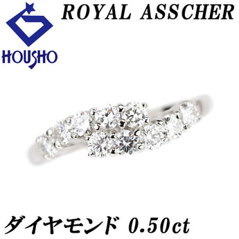 ロイヤルアッシャー ダイヤモンド リング 0.50ct Pt900 ウェーブ ブランド ROYAL ASSCHER | ダイアモンド デイリーユース 上品 エレガント かわいい おしゃれ【中古】【SH119762】