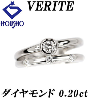 VERITE Diamond Pinky Ring 0.20ct Pt900 Layered Style Double Line Openwork Brand VERITE | Diamond Daily Use Simple Cute Stylish [Used] [SH119765]
