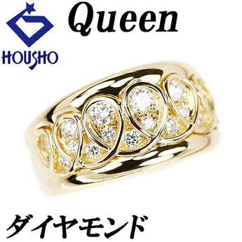 クイーン ダイヤモンド リング K18YG 太め 幅広 ブランド Queen | 18金 ダイアモンド 豪華 ゴージャス かわいい おしゃれ【中古】【SH119774】
