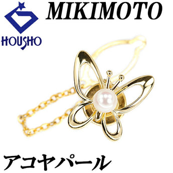 MIKIMOTO Akoya pearl pin brooch 5.2mm K18YG butterfly butterfly papillon insect animal single pearl openwork brand MIKIMOTO | 18K Akoya pearl white pearl Japanese pearl cute [SH119790]