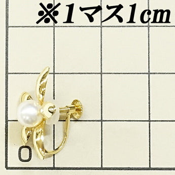 TASAKI Akoya Pearl Earrings 5.4mm K18YG Flower Plant Botanical Brand TASAKI | 18K Akoya Pearl White Pearl Japanese Pearl Daily Use Cute Stylish [Used] [SH119799]