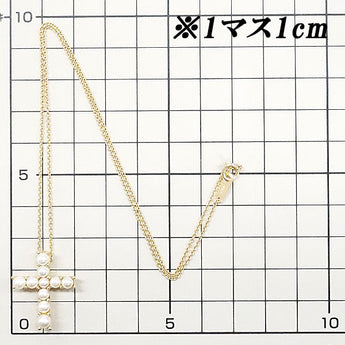 MIKIMOTO Akoya pearl necklace 3.1-4.2mm K18YG cross baby pearl brand MIKIMOTO | 18K Akoya pearl white pearl Japanese pearl daily use elegant cute stylish [Used] [SH119805]