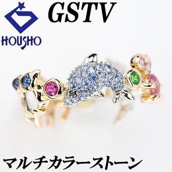 GSTV Multi-Color Stone Ring Diamond K18 Yellow Gold K18 Pink Gold Pt950 GSTV Mouse Dolphin Elephant Owl Bird Animal [Used] [119835test]