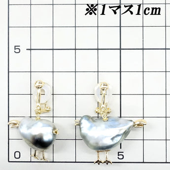 Black pearl Keshi pearl earrings K18YG bird bird animal dangling | 18K black pearl black pearl South Sea pearl Tahitian black pearl cute stylish [used] [SH119854]