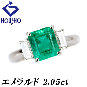 Emerald ring 2.05ct diamond Pt900 | Diamond, gorgeous, elegant, cute, stylish [Used] [SH120109]