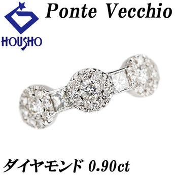ポンテヴェキオ ダイヤモンド リング  K18ホワイトゴールド Ponte Vecchio プリンセスカット 変形カット ファンシーカット【中古】【120162】