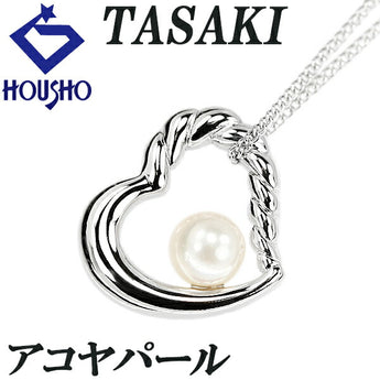TASAKI Akoya Pearl Necklace 6.5mm SV Heart Single Pearl Openwork Brand TASAKI | Akoya Pearl White Pearl Japanese Pearl Cute Stylish [Used] [SH120192]