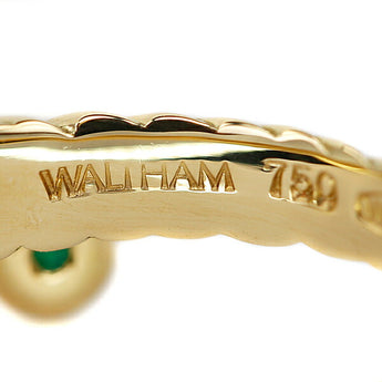 Waltham Diamond Ring Emerald K18YG Flower Plant Botanical Twist Rope Swing Brand WALTHAM | 18K Diamond Cute Stylish [Used] [SH120489]