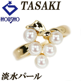 タサキ 田崎真珠 淡水パール リング 4.0mm K18YG リボン ブランド TASAKI | 18金 淡水真珠 白真珠 デイリーユース 上品 かわいい おしゃれ【中古】【SH120494】