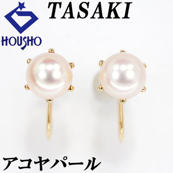 TASAKI Akoya Pearl Earrings 6.4mm K18YG Single Pearl Brand TASAKI | 18K Akoya Pearl White Pearl Japanese Pearl Daily Use Simple Cute Stylish [Used] [SH120499]