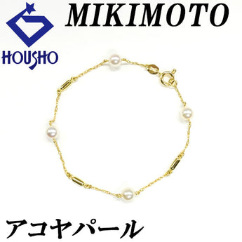 MIKIMOTO Akoya Pearl Station Bracelet 5.2mm K18YG Brand MIKIMOTO | 18K Akoya Pearl White Pearl Japanese Pearl Elegant Cute Stylish [Used] [SH120514]
