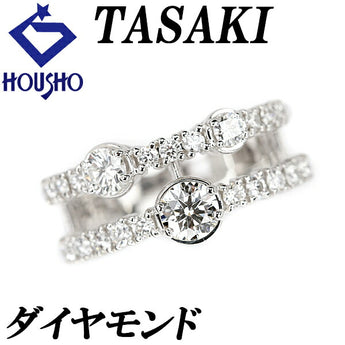タサキ 田崎真珠 ダイヤモンド リング 0.52ct K18WG ダブル 重ね付け風 透かし ブランド TASAKI | 18金 ダイアモンド 豪華 ゴージャス かわいい おしゃれ【中古】【SH120677】