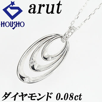arut diamond necklace 0.08ct Pt900 circle round circle matte finish brand arut | diamond elegant cute stylish [used] [SH120696]