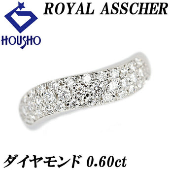 ロイヤルアッシャー ダイヤモンド リング 0.60ct Pt900 パヴェ ウェーブ ブランド ROYAL ASSCHER | ダイアモンド 豪華 ゴージャス かわいい おしゃれ【中古】【SH120771】